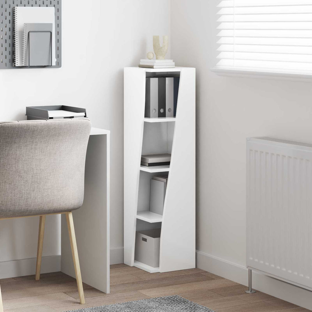 Hjørneskab 27,5x27x102cm Konstrueret træ Høj gloss hvid