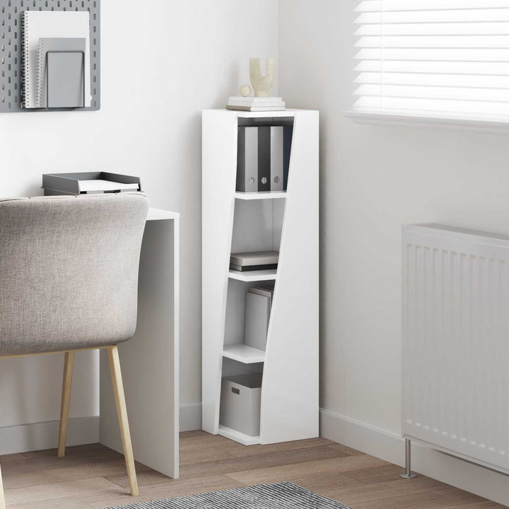 Hjørneskab 27,5x27x102cm Konstrueret træ Høj gloss hvid