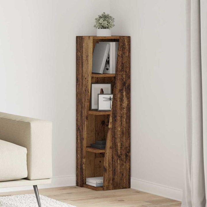 Hjørneskab Gammelt træ 27,5x27x102cm Konstrueret træ