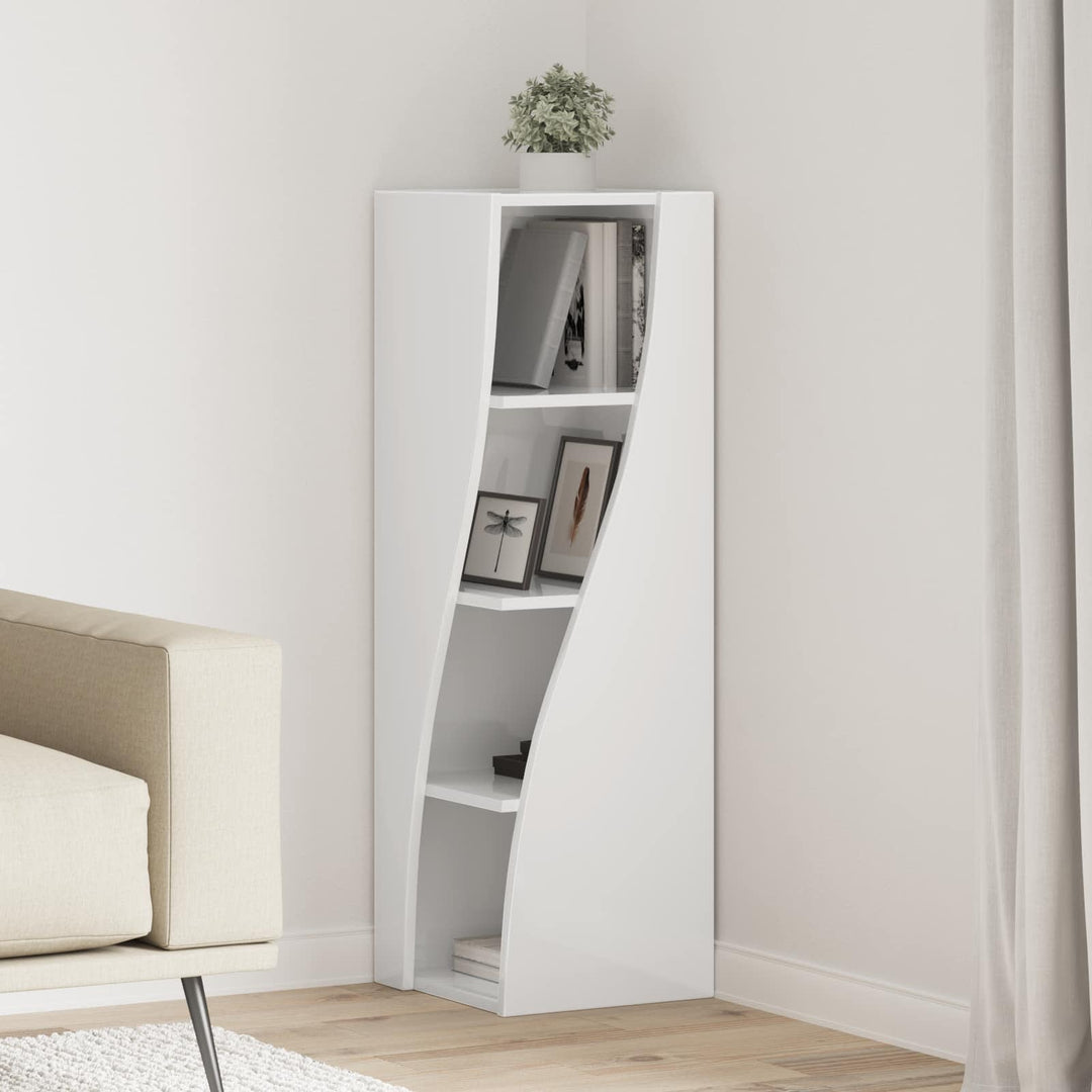 Hjørneskab Høj gloss hvid 32x32x102cm Konstrueret træ