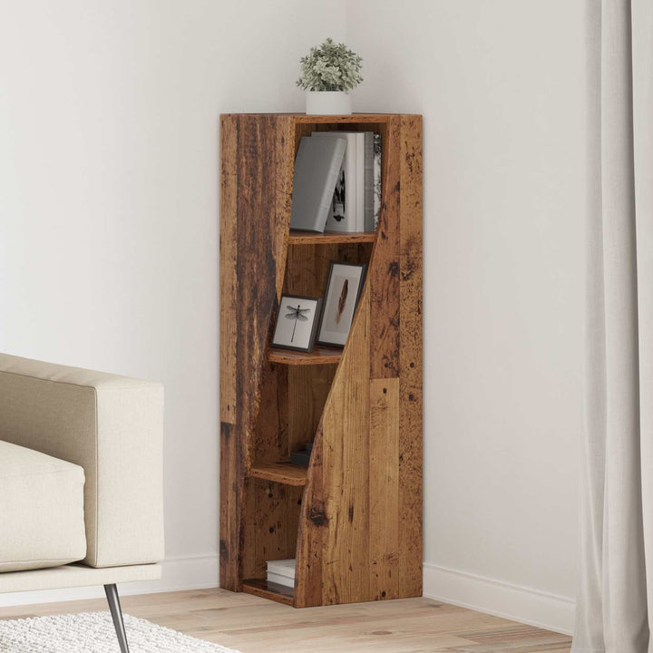 Hjørneskab Gammelt træ 32x32x102cm Konstrueret træ