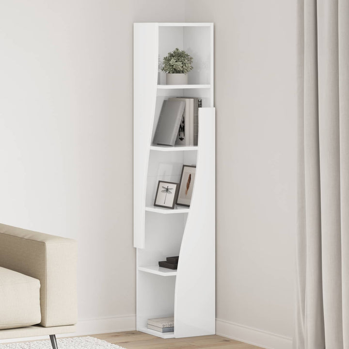 Hjørneskab Høj gloss hvid 27,5x27x140cm Konstrueret træ
