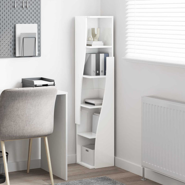 Hjørneskab Høj gloss hvid 27,5x27x140cm Konstrueret træ