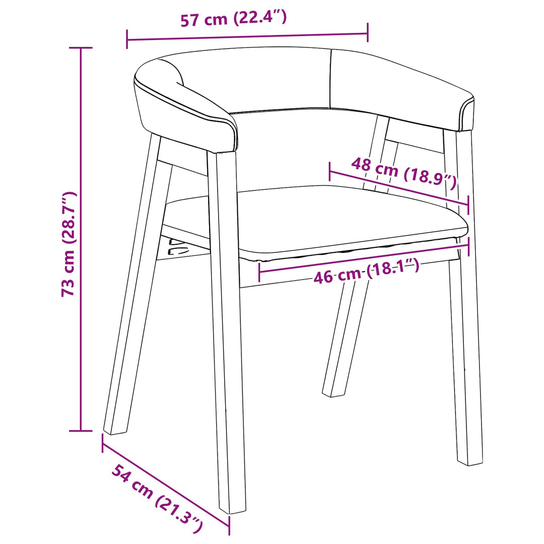 Spisestole 2 stk. Massiv Gummitræ Lys Brun 54 x 57 x 73 cm