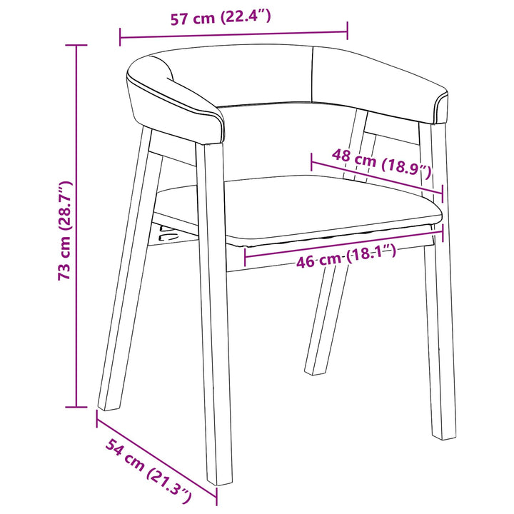 Spisestole 2 stk. Massiv Gummitræ Lys Brun 54 x 57 x 73 cm