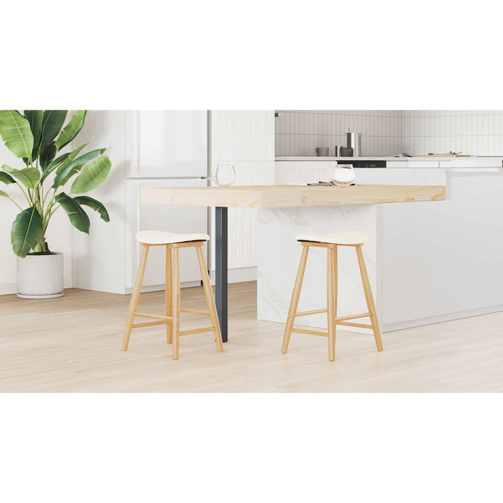 Spisestole 2 pcs Naturfarvet 46 x 37 x 63 cm Massiv Gummitræ