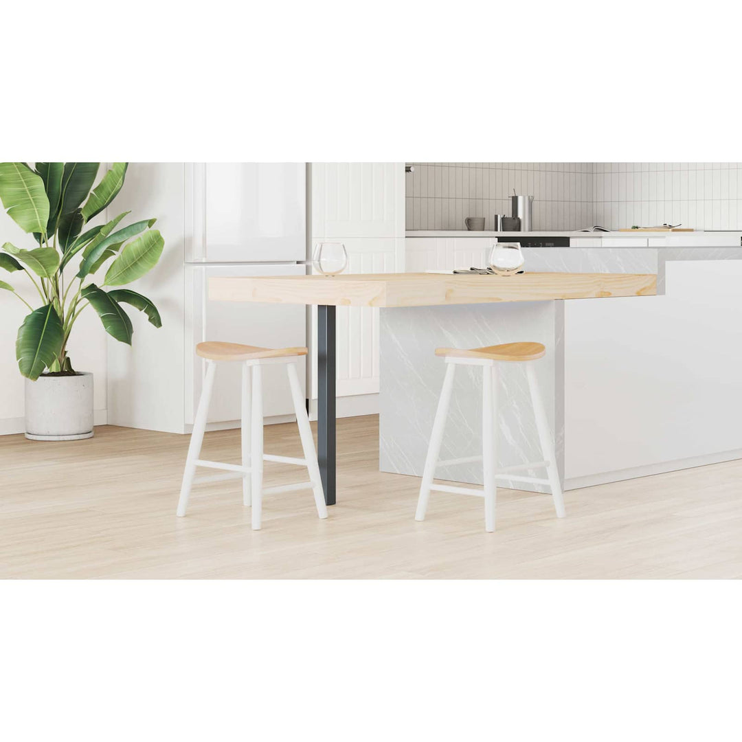 Spisestole 2 pcs Hvid 46 x 37 x 63 cm Massiv Gummitræ