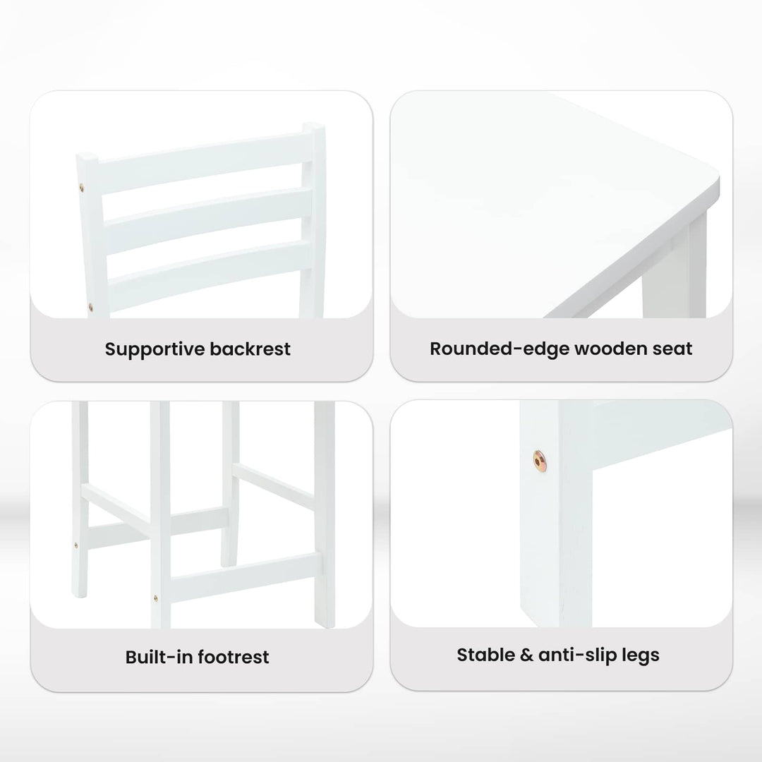 Spisestole 2 pcs Hvid 40 x 47,5 x 99,5 cm Massiv Gummitræ