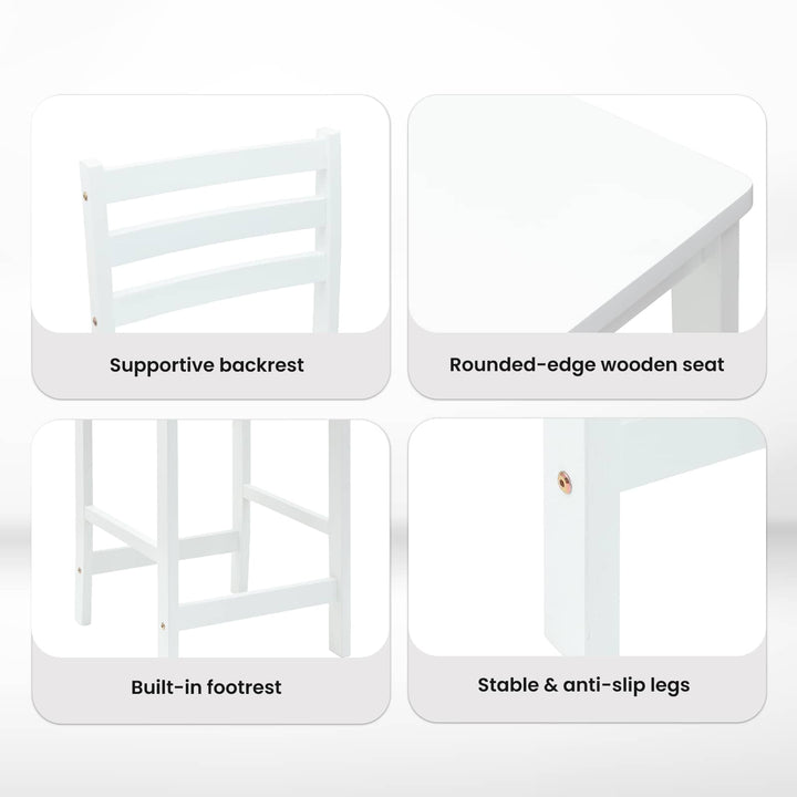 Spisestole 2 pcs Hvid 40 x 47,5 x 99,5 cm Massiv Gummitræ