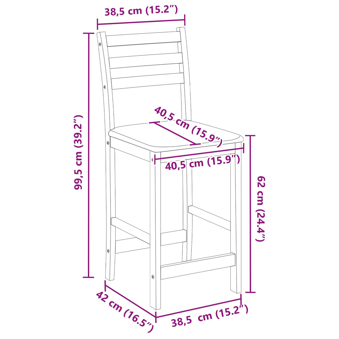 Spisestole 2 stk. Massiv Gummitræ Hvid 40 x 47,5 x 99,5 cm