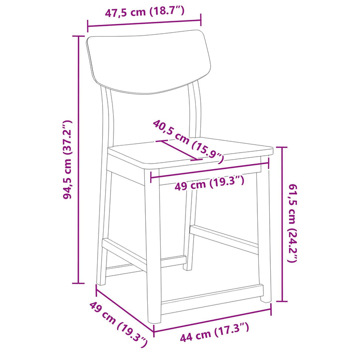 Spisestole 2 stk. Massiv Gummitræ Hvid 48 x 49 x 95 cm