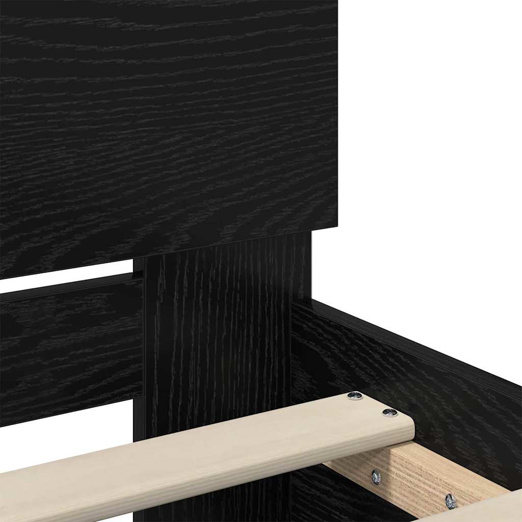 Sengestel med hovedgærde Sort eg 135 x 190 cm Konstrueret træ