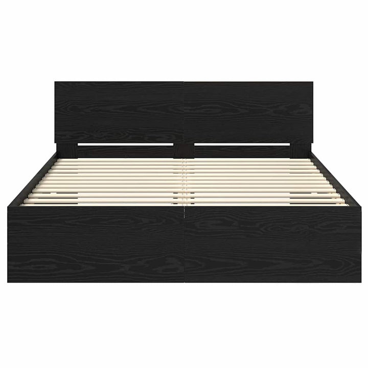 Sengestel med hovedgærde Sort eg 120 x 200 cm Konstrueret træ
