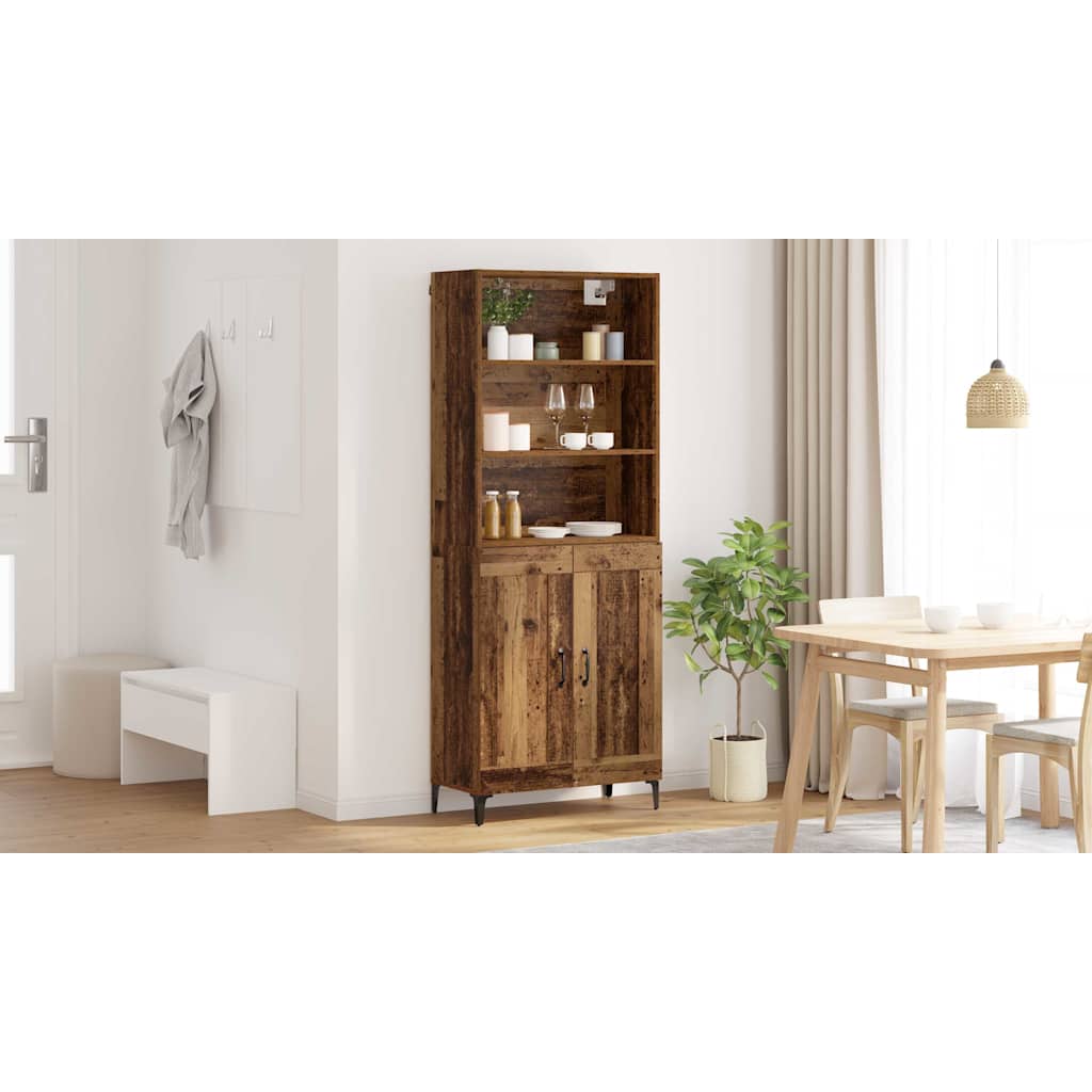 Highboard 2 pcs Gammelt træ Konstrueret træ