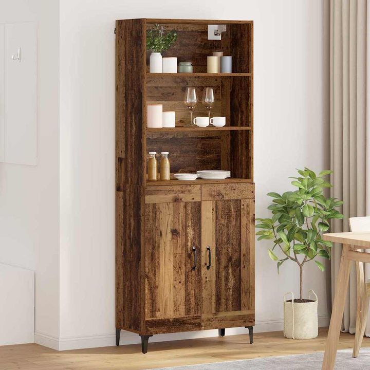 Highboard 2 stk. Gammelt træ 69,5 x 34 x 180 cm Konstrueret træ