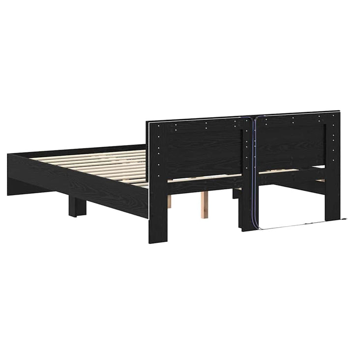Sengestel med hovedgærde Sort eg 120 x 190 cm Konstrueret træ