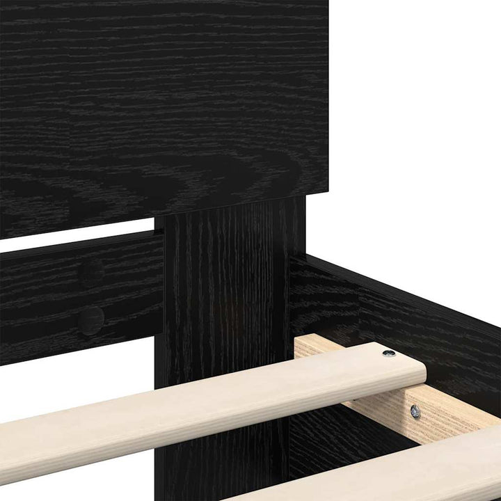 Sengestel med hovedgærde Sort eg 180 x 200 cm Konstrueret træ