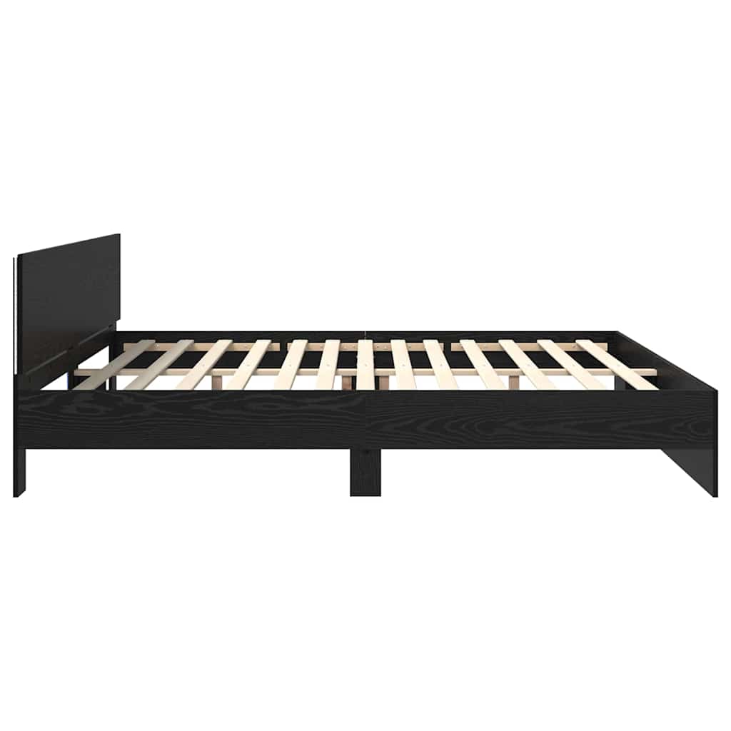 Sengestel med hovedgærde Sort eg 180 x 200 cm Konstrueret træ