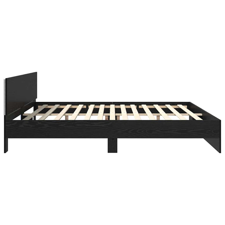 Sengestel med hovedgærde Sort eg 180 x 200 cm Konstrueret træ
