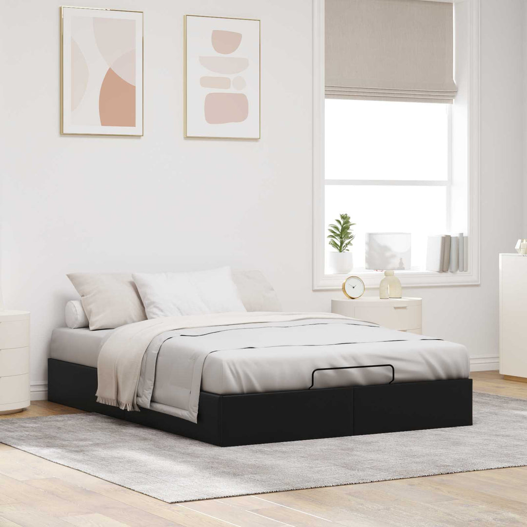 Ottoman Sengestel Sort 153 x 203 cm Kunstlæder