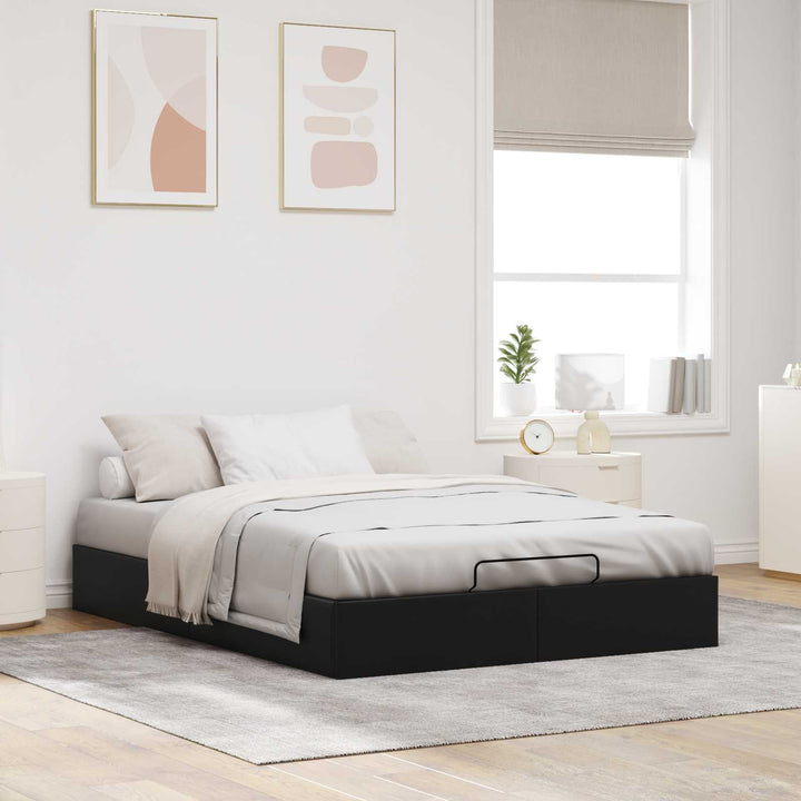 Ottoman Sengestel Sort 153 x 203 cm Kunstlæder