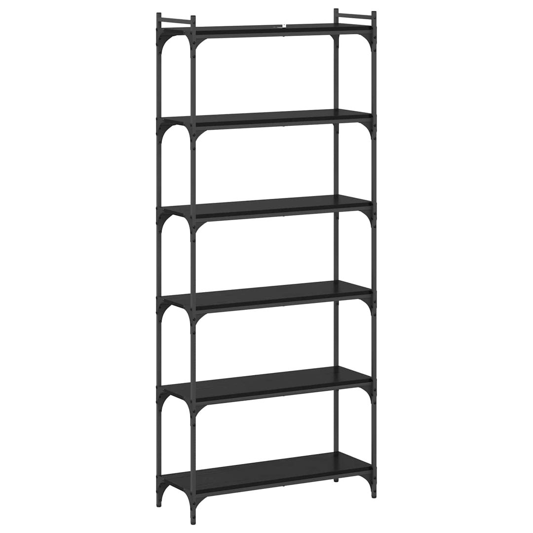 Bogreol 6 niveauer 80 x 30 x 188 cm Konstrueret træ Sort eg