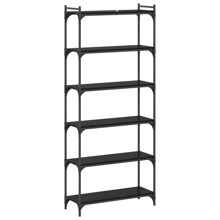 Bogreol 6 niveauer 80 x 30 x 188 cm Konstrueret træ Sort eg