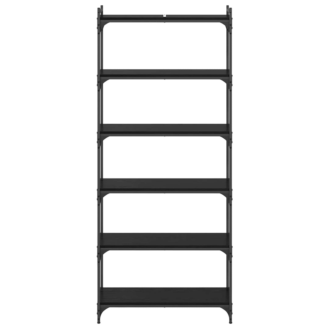 Bogreol 6 niveauer 80 x 30 x 188 cm Konstrueret træ Sort eg