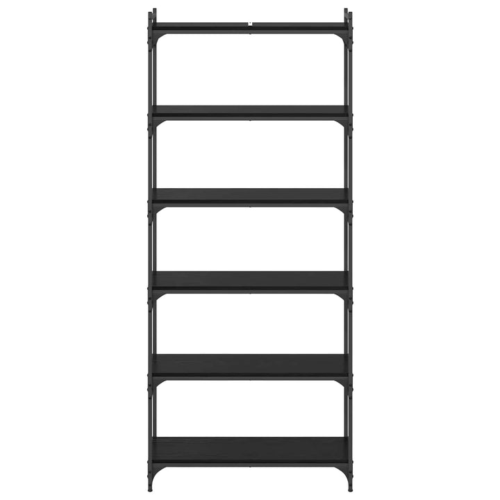 Bogreol 6 niveauer 80 x 30 x 188 cm Konstrueret træ Sort eg