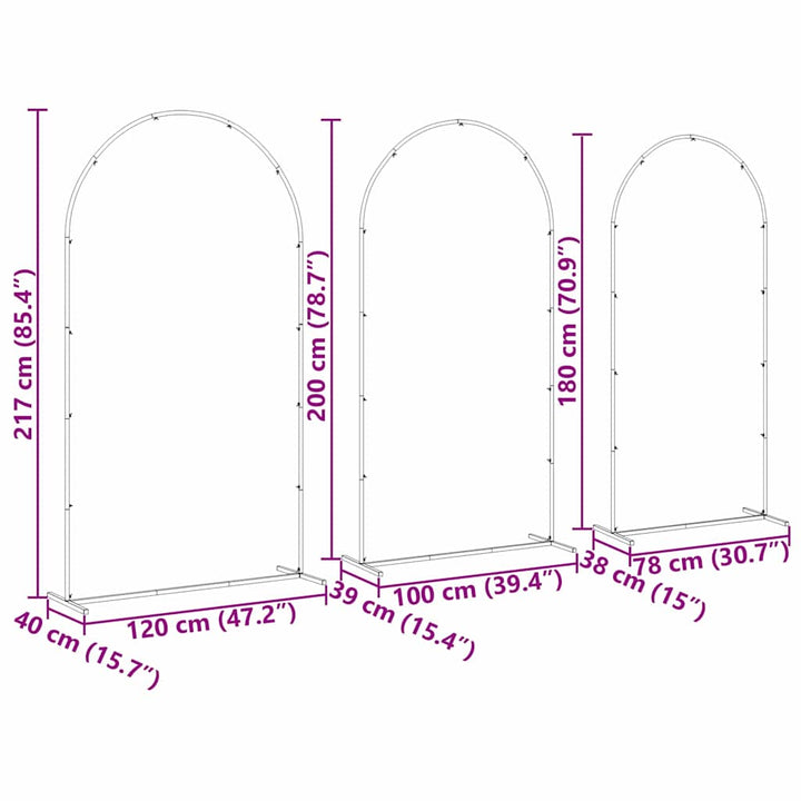 Bryllupsbue 3 stk. Hvid 120 x 40 x 217 cm Stål