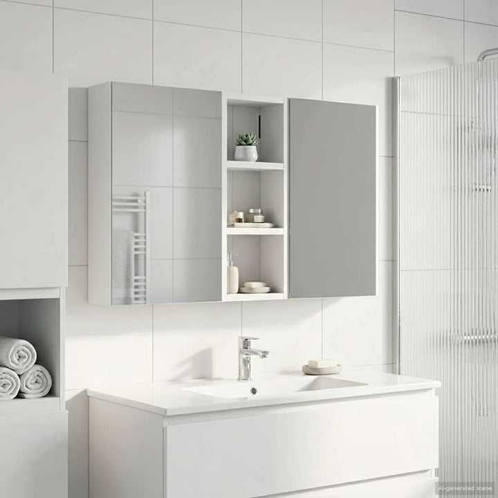 Badeværelsesskabsæt 3 pcs 80 x 10,5 x 50 cm Konstrueret træ
