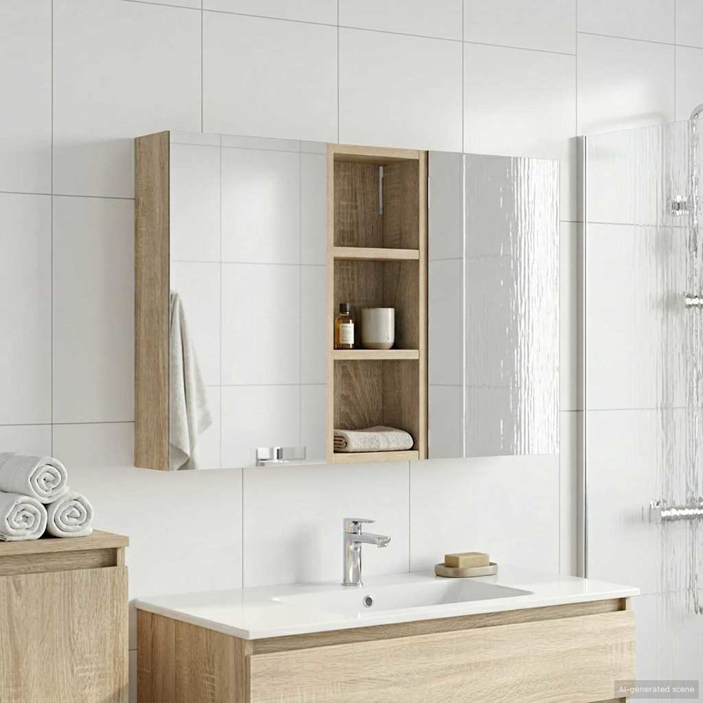 Badeværelsesskabsæt 3 pcs 80 x 10,5 x 50 cm Konstrueret træ