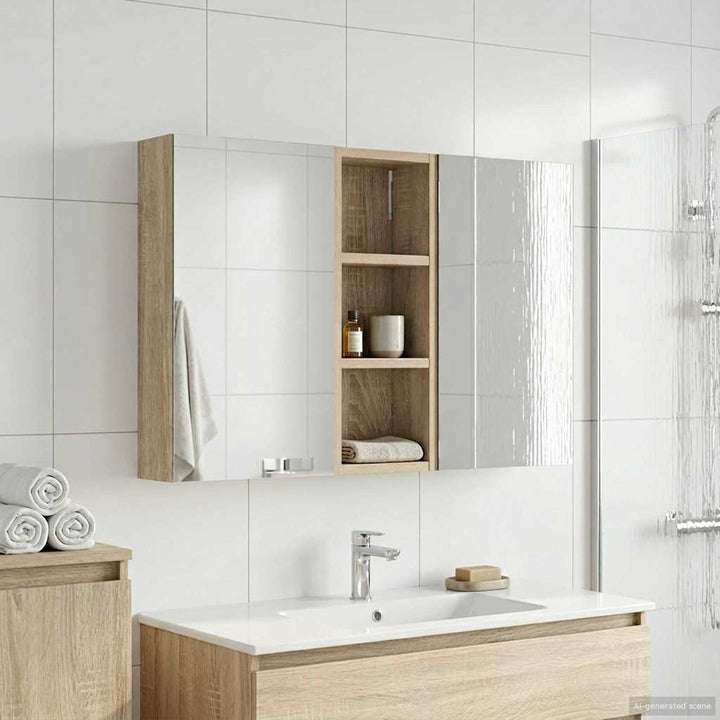 Badeværelsesskabsæt 3 pcs 80 x 10,5 x 50 cm Konstrueret træ