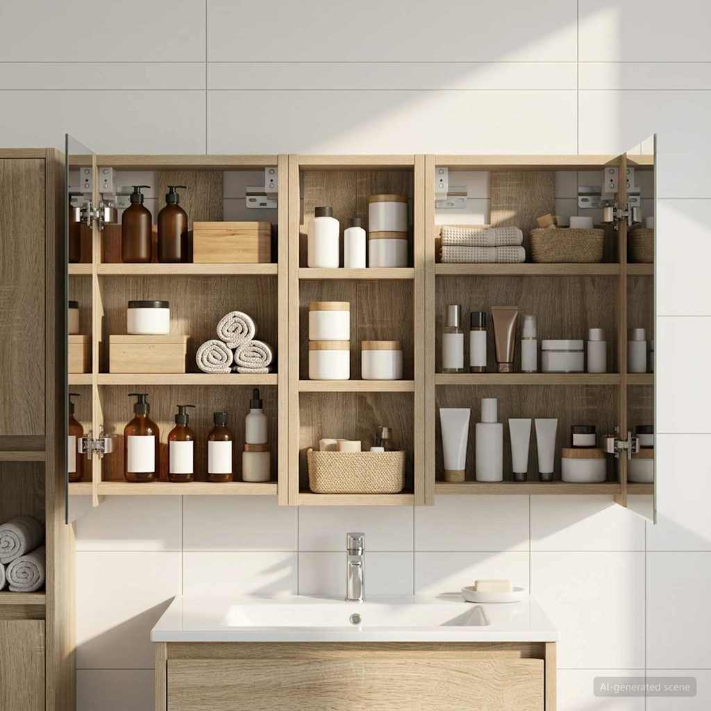 Badeværelsesskabsæt 3 pcs 80 x 10,5 x 50 cm Konstrueret træ