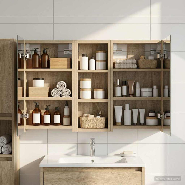 Badeværelsesskabsæt 3 pcs 80 x 10,5 x 50 cm Konstrueret træ