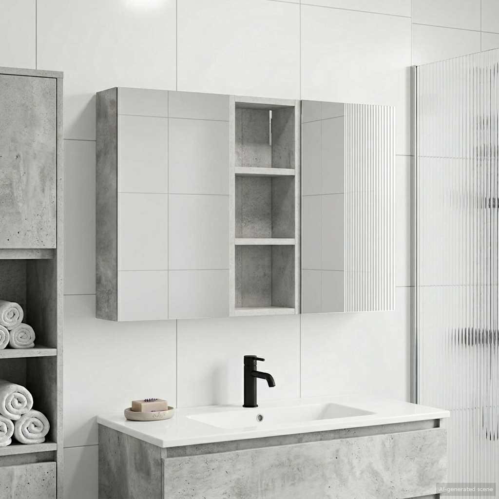 Badeværelsesskabsæt 3 pcs 80 x 10,5 x 50 cm Konstrueret træ