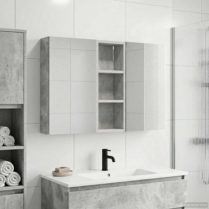 Badeværelsesskabsæt 3 pcs 80 x 10,5 x 50 cm Konstrueret træ