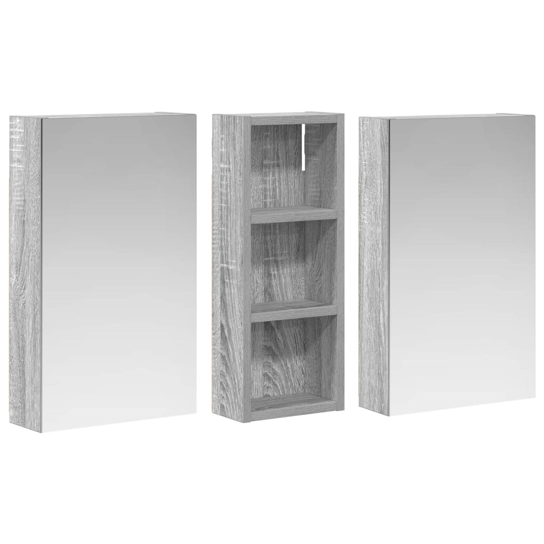 Badeværelsesskabsæt 3 stk. 80 x 10,5 x 50 cm Konstrueret træ