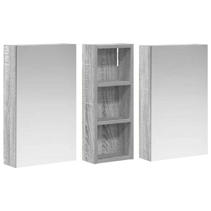 Badeværelsesskabsæt 3 stk. 80 x 10,5 x 50 cm Konstrueret træ