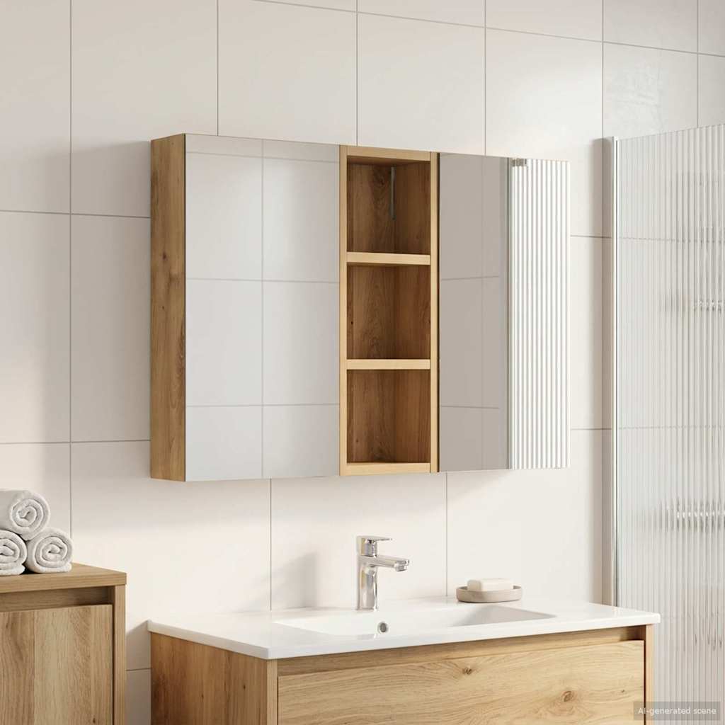 Badeværelsesskabsæt 3 pcs 80 x 10,5 x 50 cm Konstrueret træ