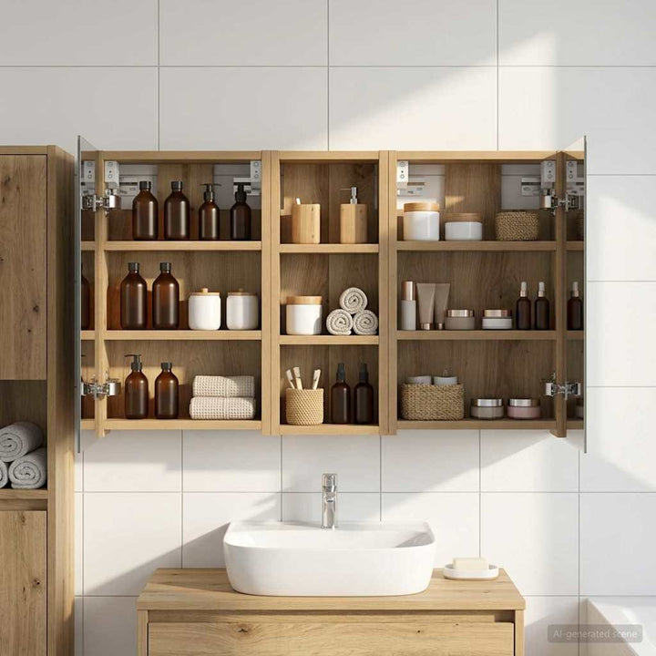 Badeværelsesskabsæt 3 pcs 80 x 10,5 x 50 cm Konstrueret træ