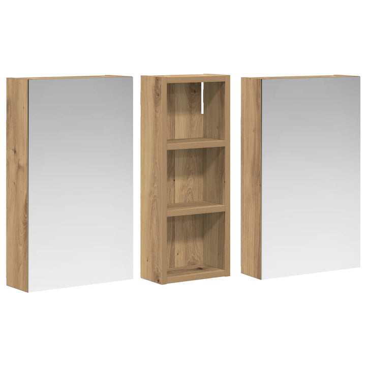 Badeværelsesskabsæt 3 pcs 80 x 10,5 x 50 cm Konstrueret træ