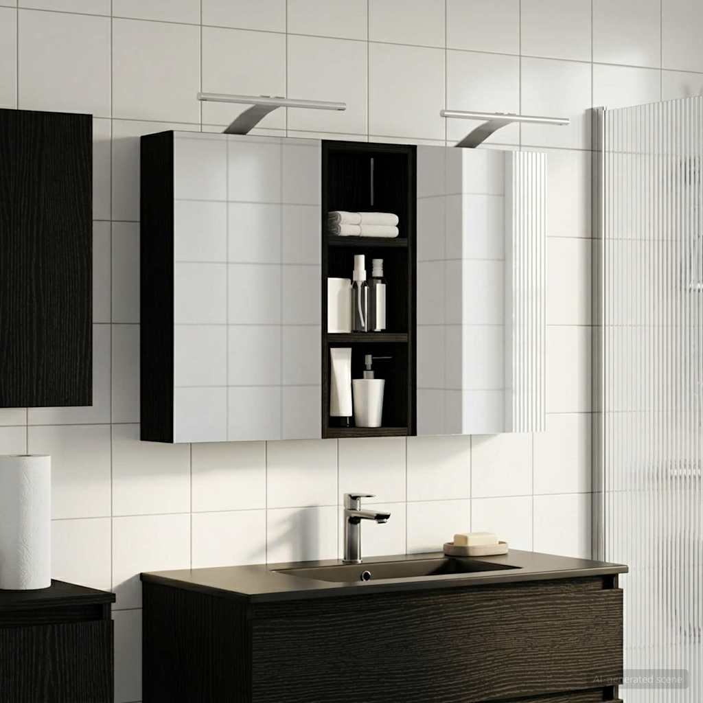 Badeværelsesskabsæt 3 stk. 80 x 10,5 x 50 cm Konstrueret træ