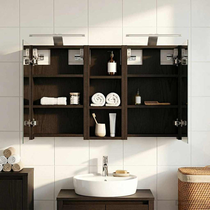 Badeværelsesskabsæt 3 stk. 80 x 10,5 x 50 cm Konstrueret træ