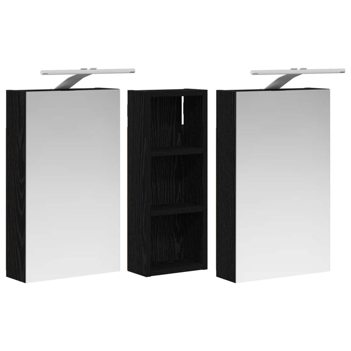 Badeværelsesskabsæt 3 stk. 80 x 10,5 x 50 cm Konstrueret træ