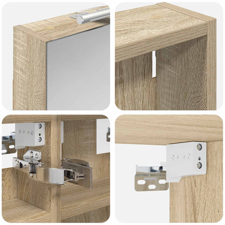 Badeværelsesskabsæt 3 pcs 80 x 10,5 x 50 cm Konstrueret træ