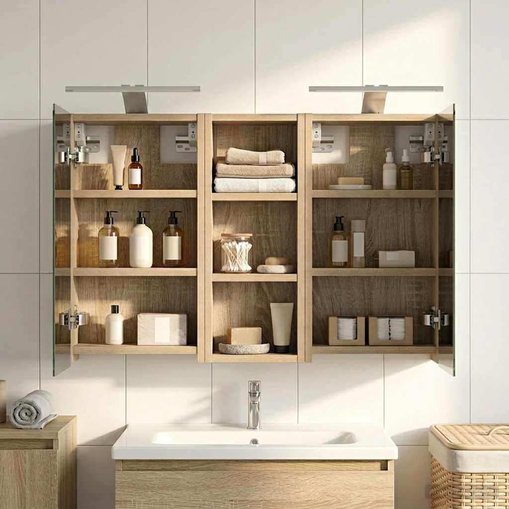 Badeværelsesskabsæt 3 pcs 80 x 10,5 x 50 cm Konstrueret træ