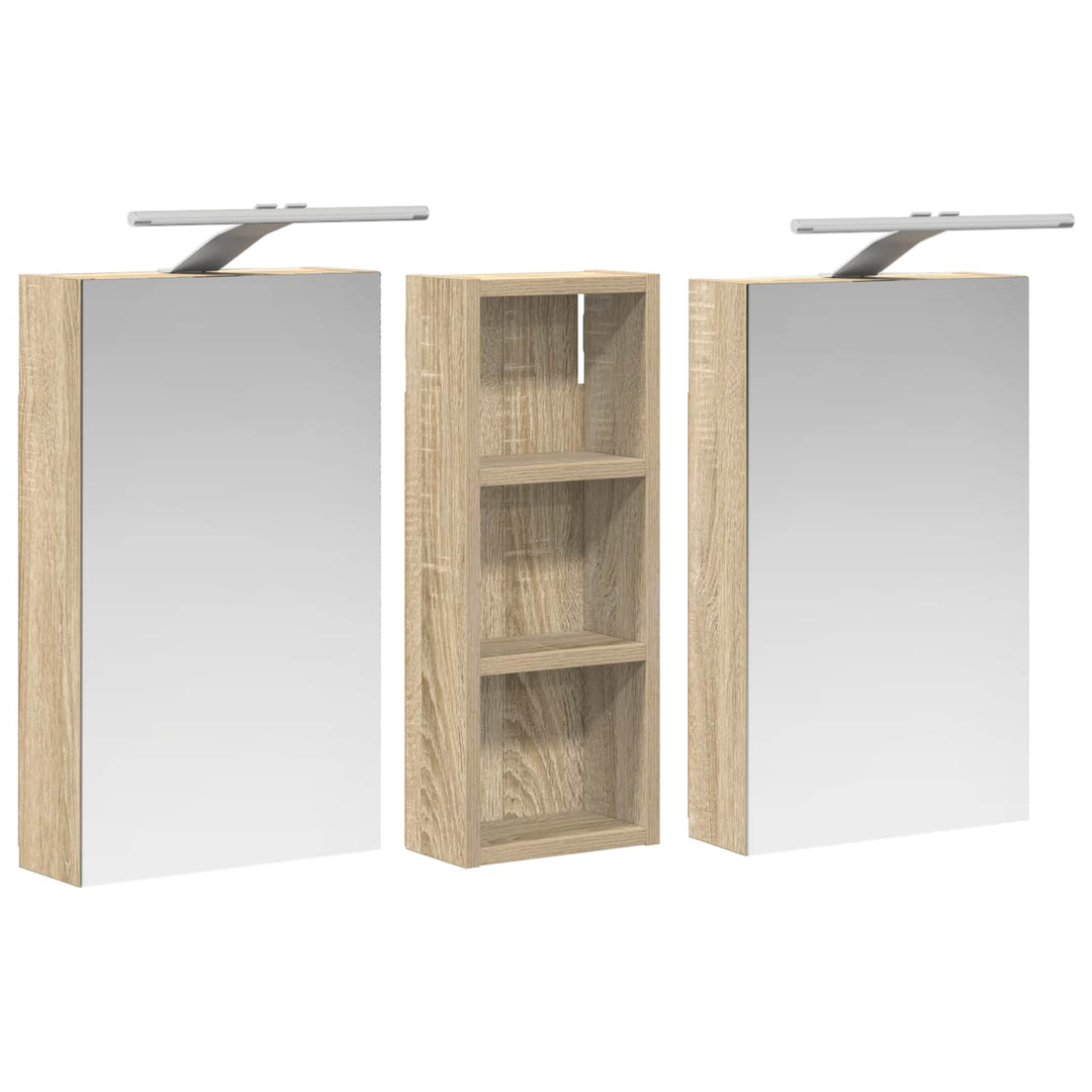 Badeværelsesskabsæt 3 pcs 80 x 10,5 x 50 cm Konstrueret træ