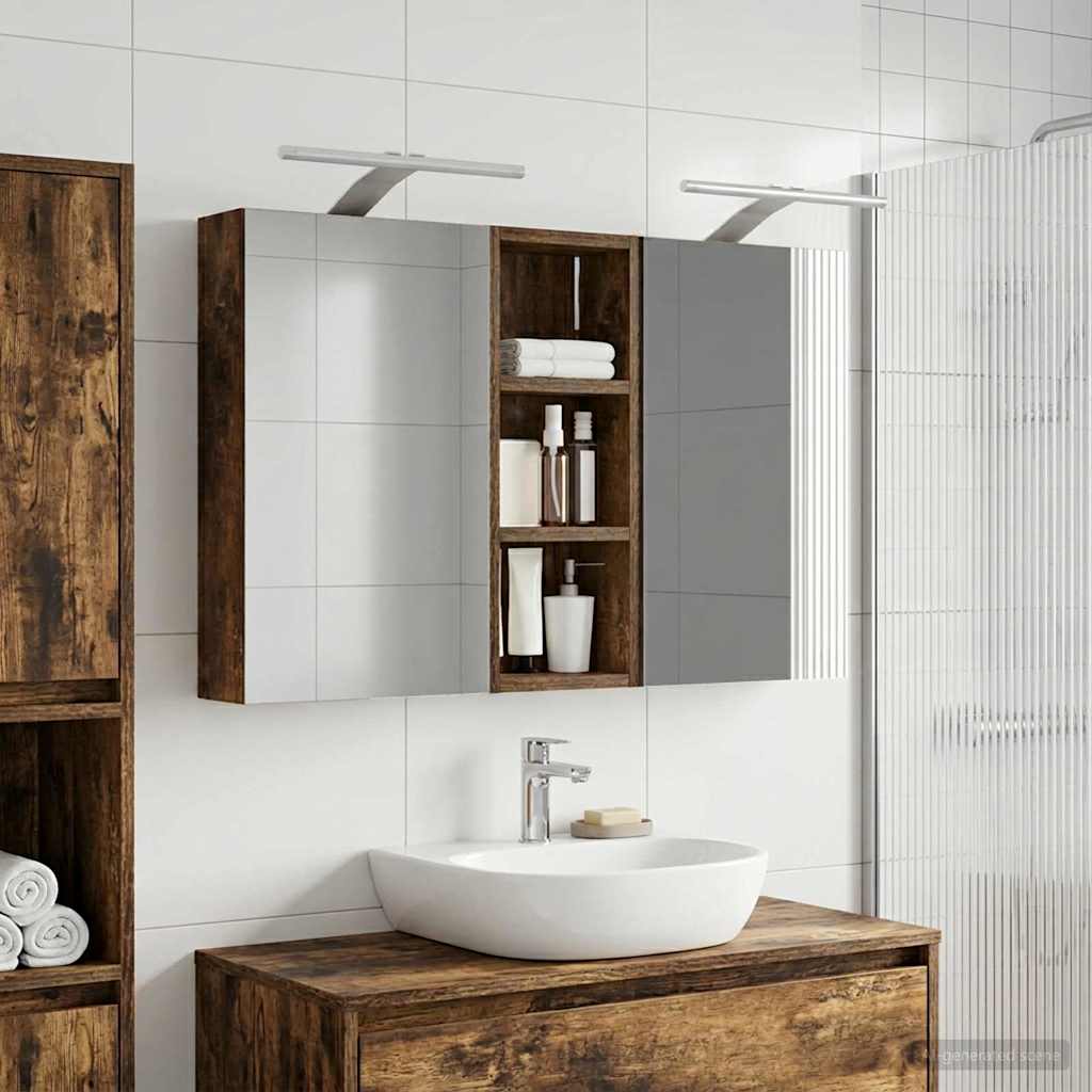 Badeværelsesskabsæt 3 pcs 80 x 10,5 x 50 cm Konstrueret træ