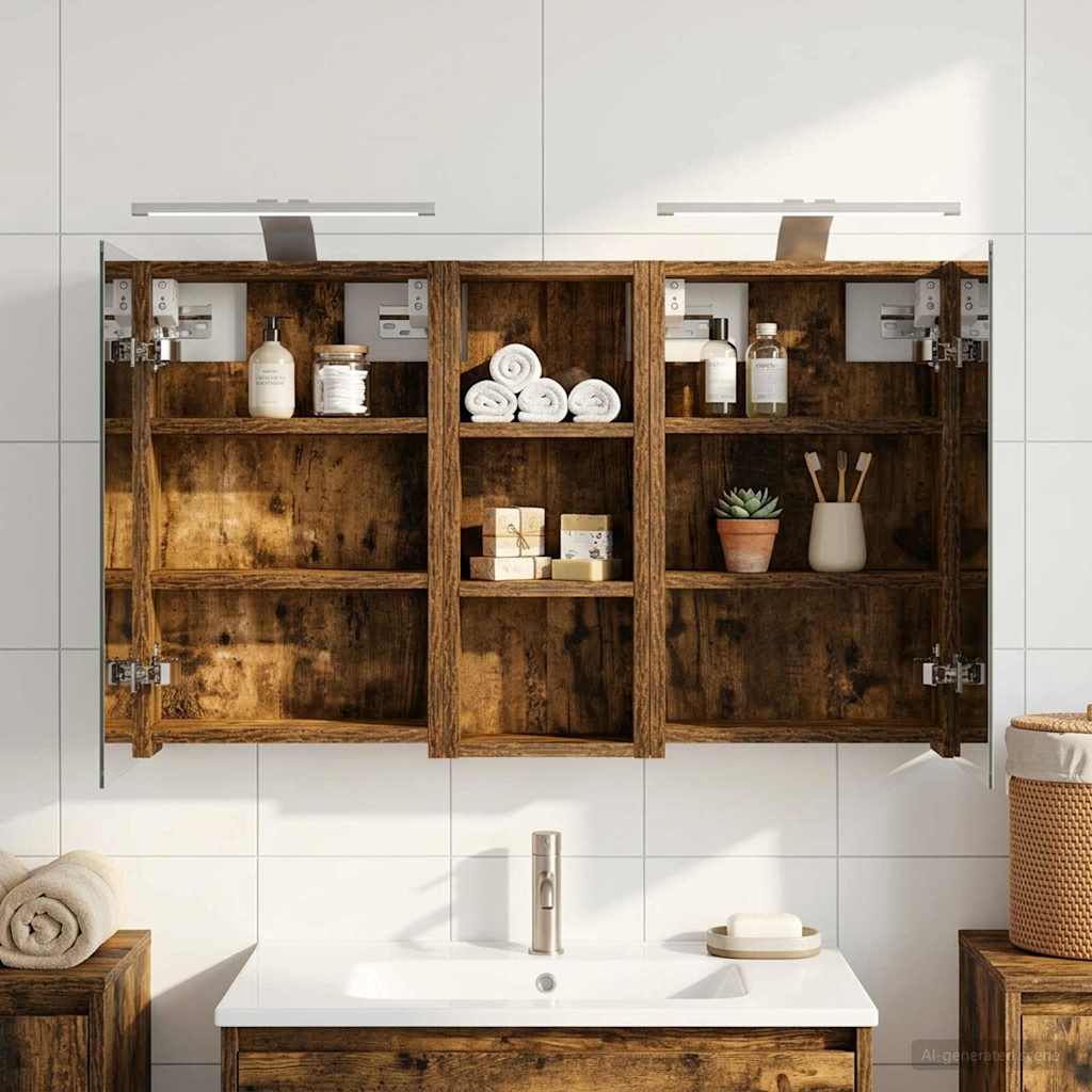 Badeværelsesskabsæt 3 pcs 80 x 10,5 x 50 cm Konstrueret træ